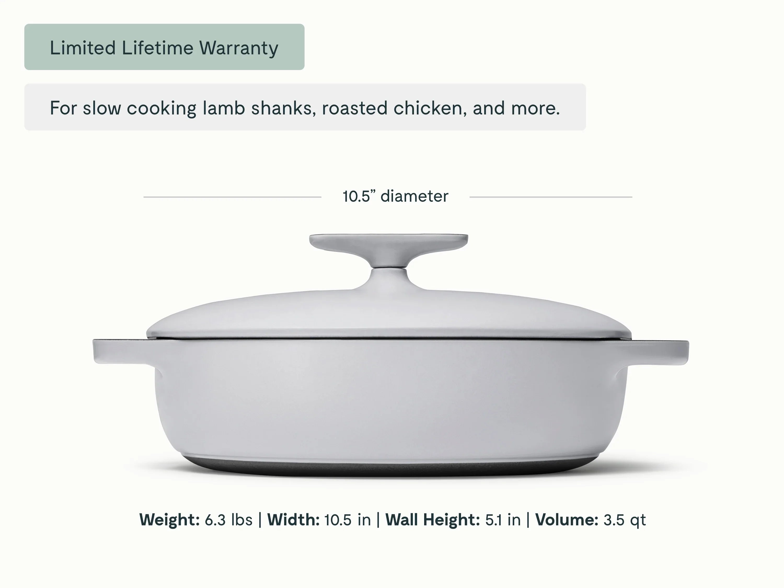 3.5 qt Enameled Cast Iron Braiser
