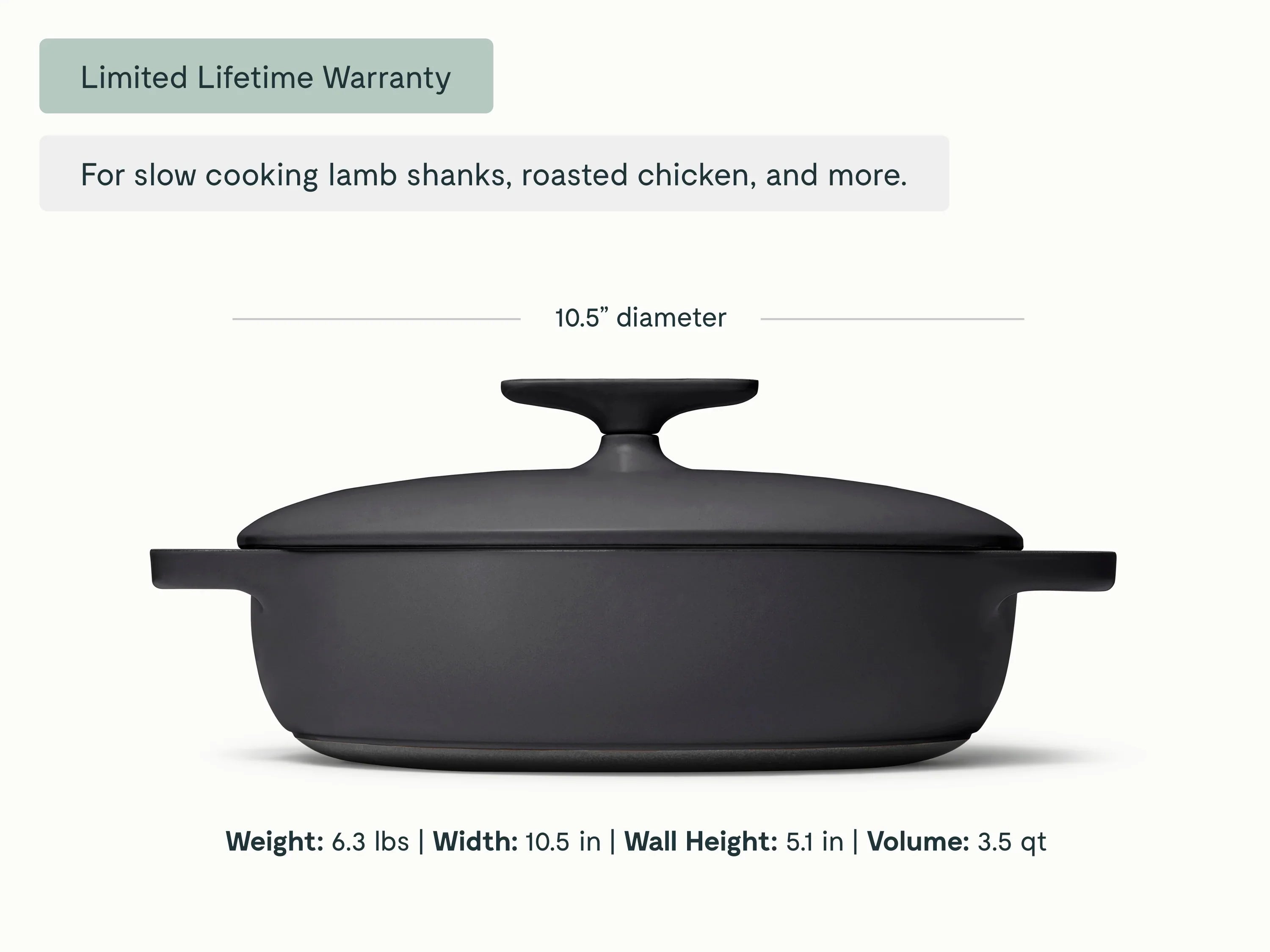 3.5 qt Enameled Cast Iron Braiser
