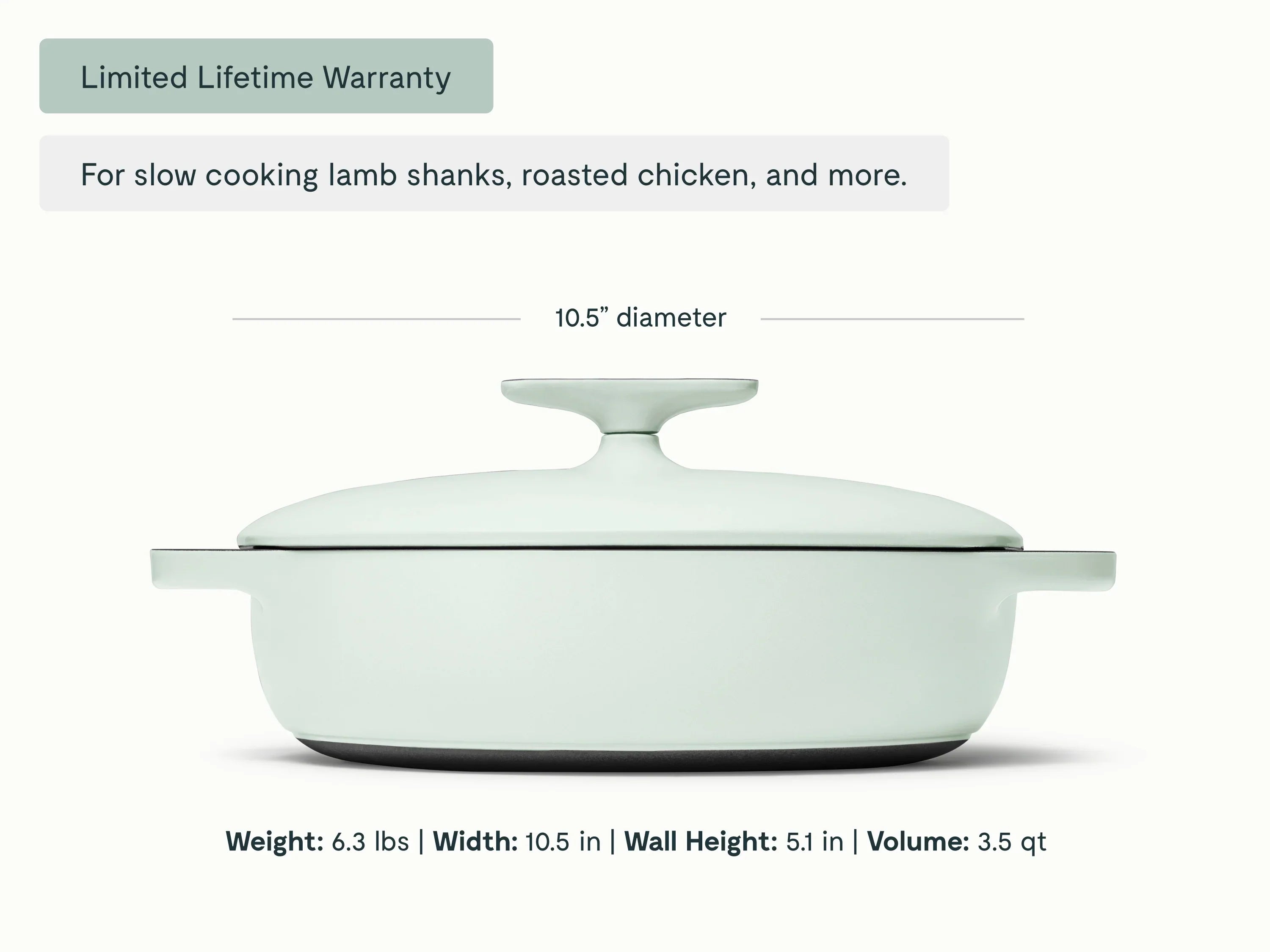3.5 qt Enameled Cast Iron Braiser