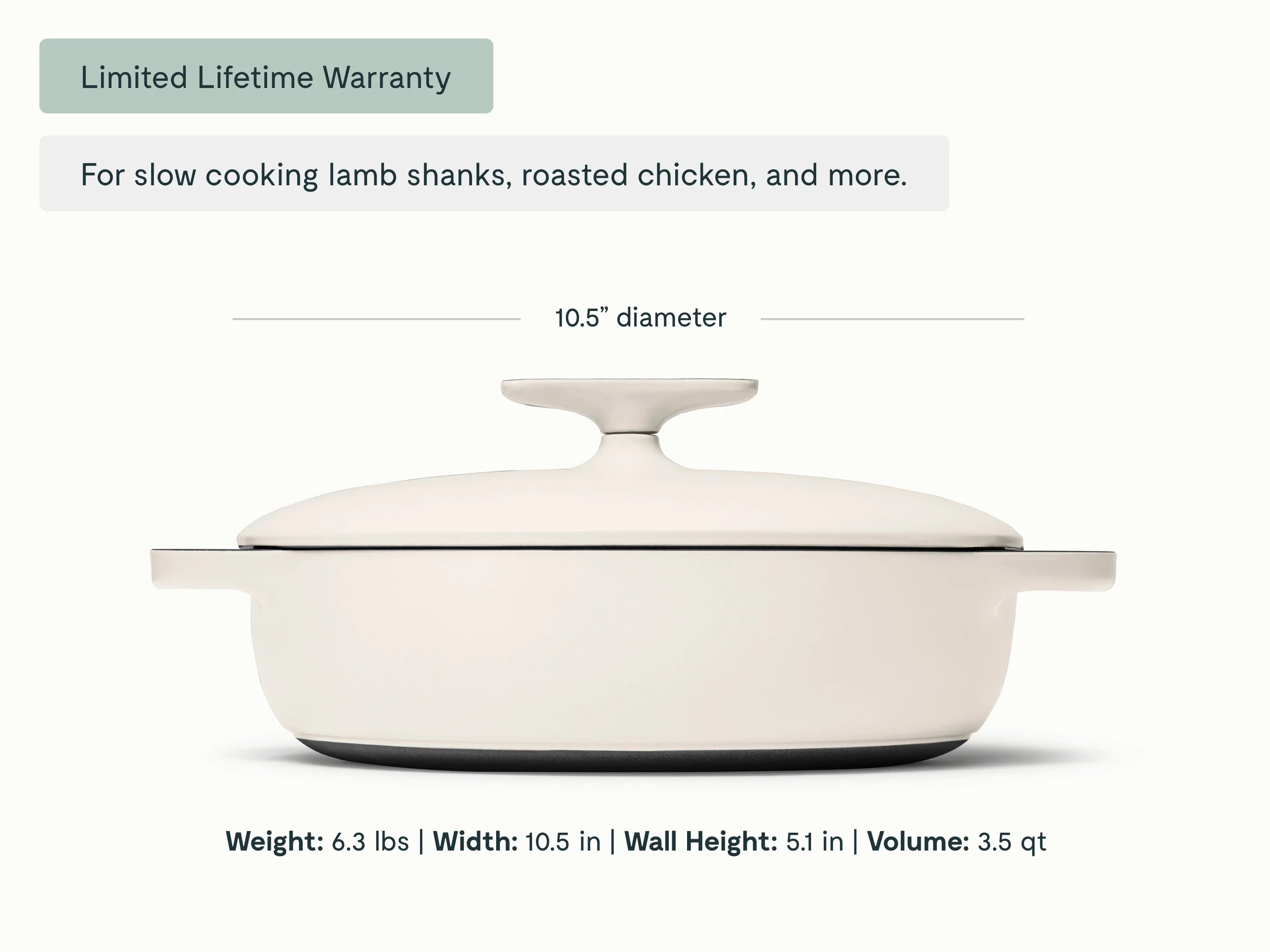 3.5 qt Enameled Cast Iron Braiser