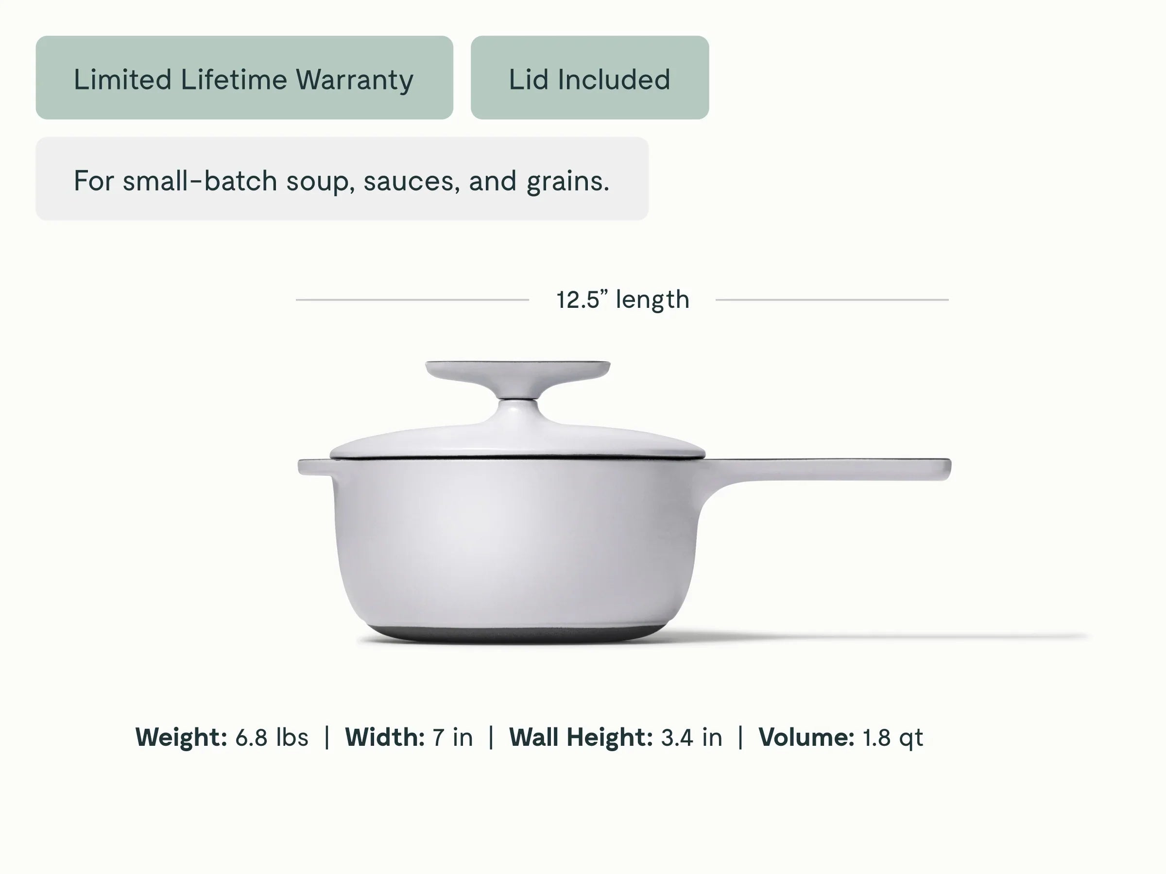 1.8 qt Enameled Cast Iron Mini Sauce Pan